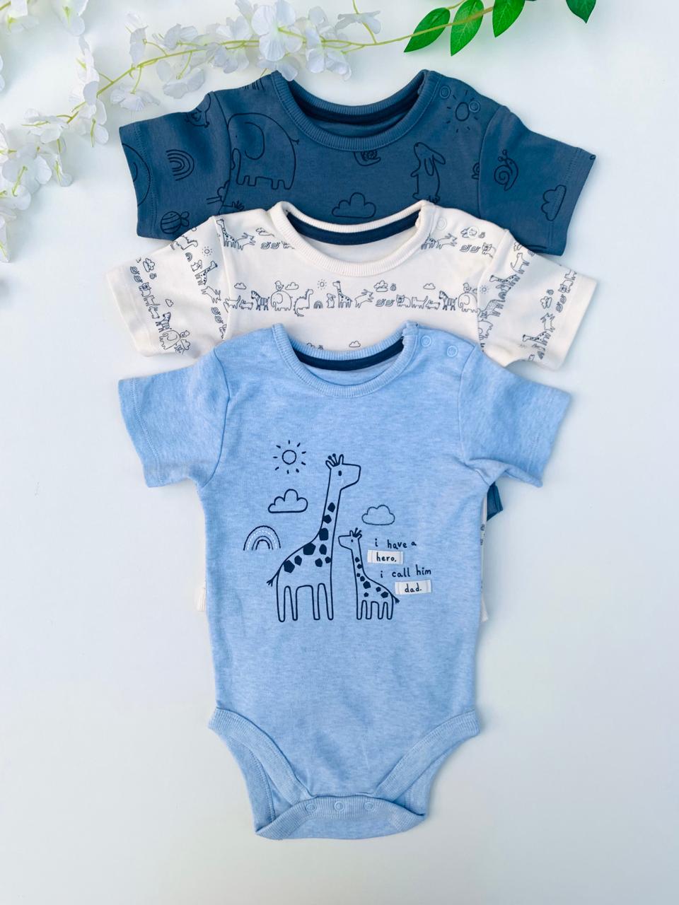 George Pack of 3 Half Sleeves Bodysuits