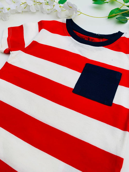 Next Red Lines Shirt & Shorts Set