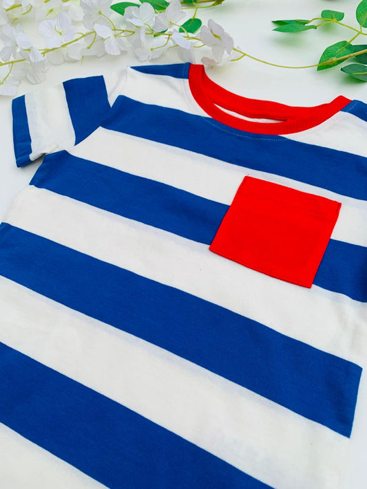 Next Navy Blue Lines Shirt & Shorts Set