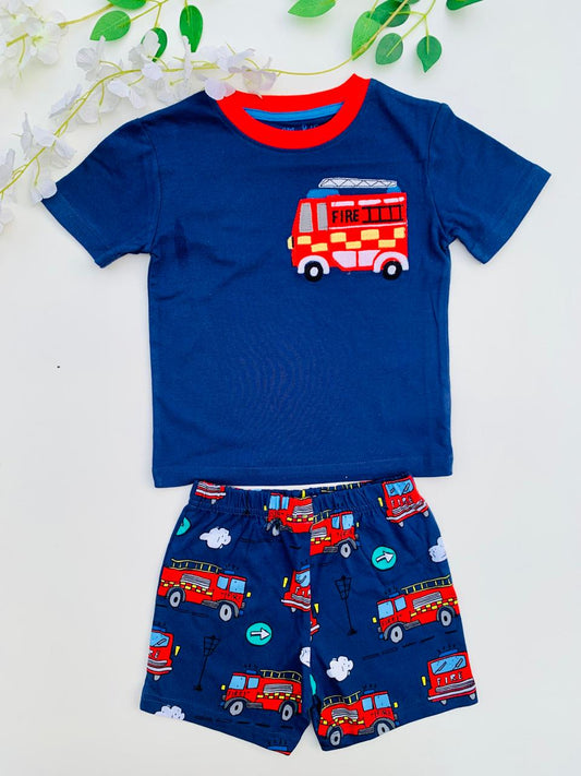 Next Embroided Fire Shirt & Shorts Set