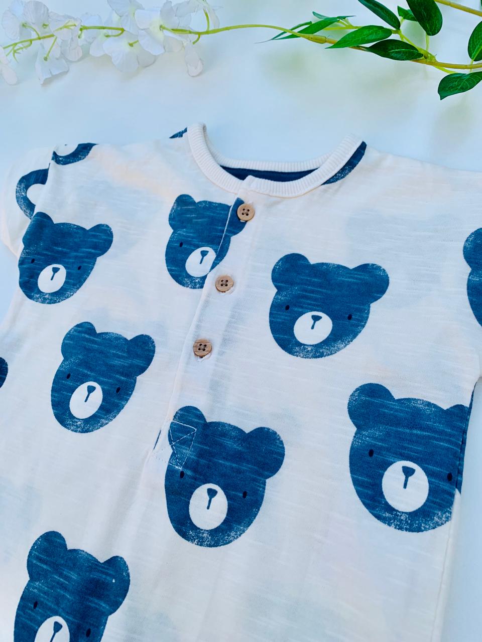 George Printed Bear Face Romper
