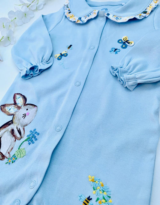 Next Printed Flowers Rabbit Sleepsuit