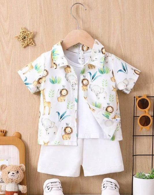 SHEIN Safari Animal Print Shirt & Shorts Set