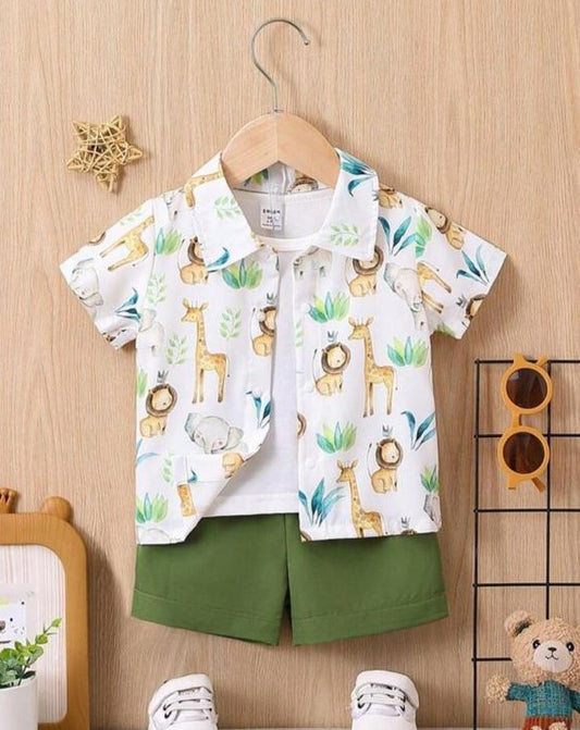 SHEIN Safari Shirt & Shorts Set