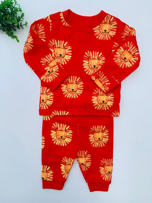 George Lion Faces Red Shirt & Trouser Set