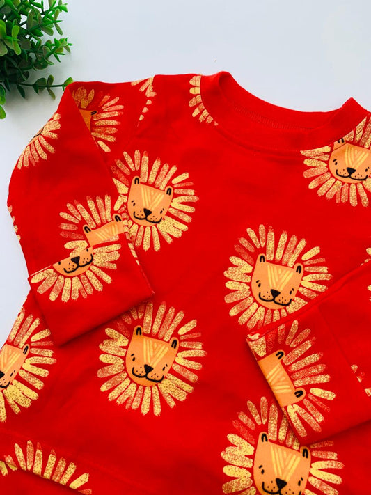 George Lion Faces Red Shirt & Trouser Set