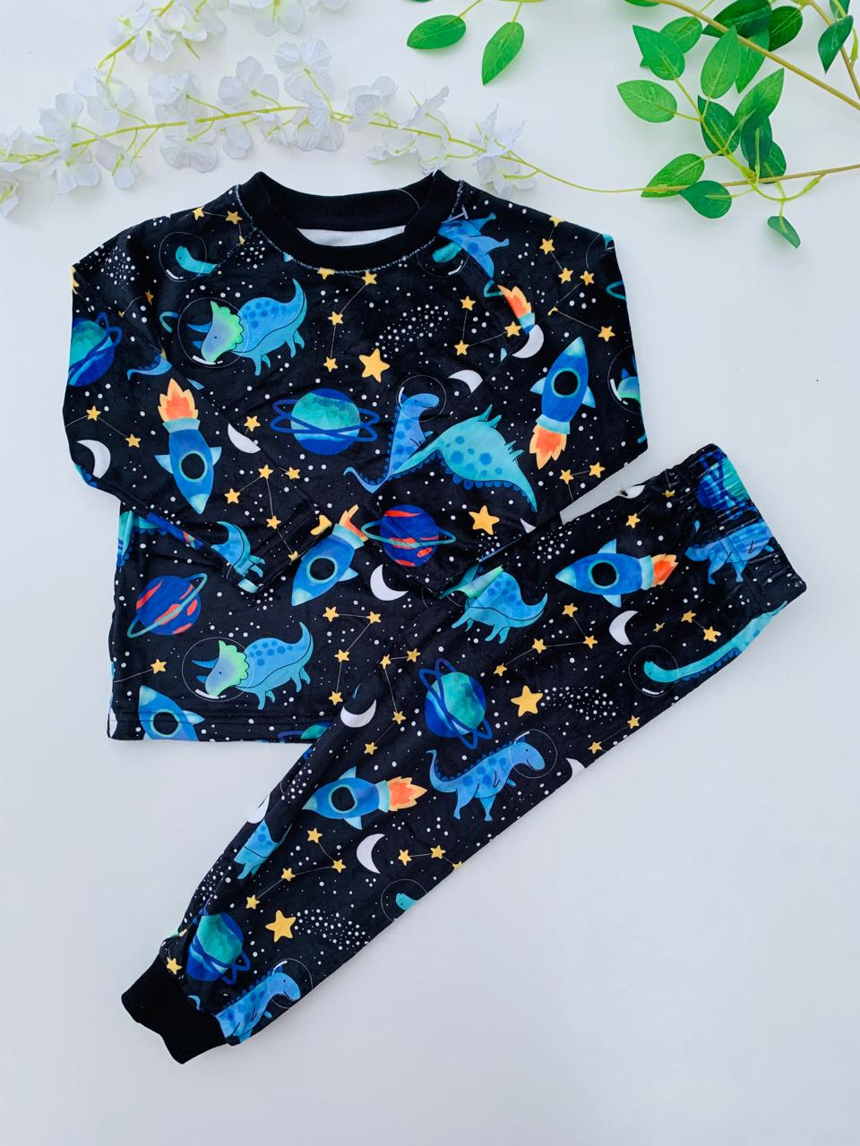 Matalan Velour Space Themed Shirt & Trouser Set