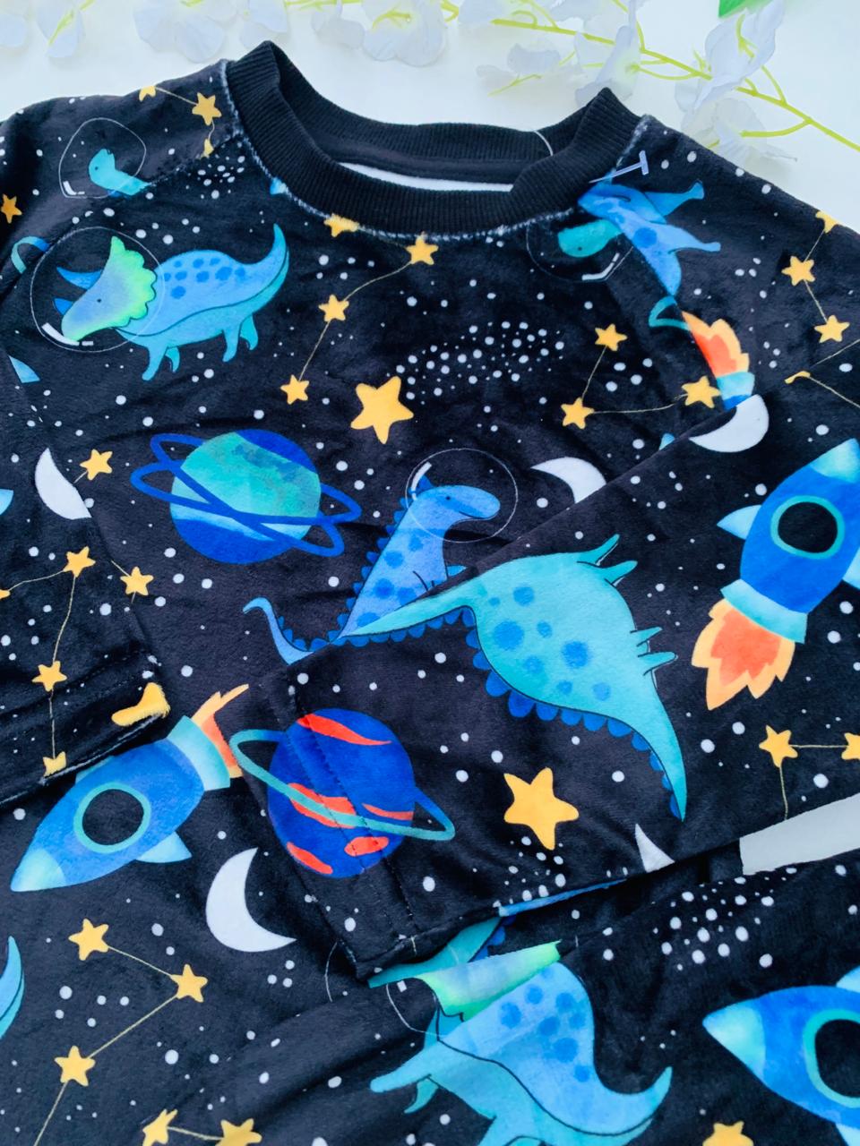 Matalan Velour Space Themed Shirt & Trouser Set
