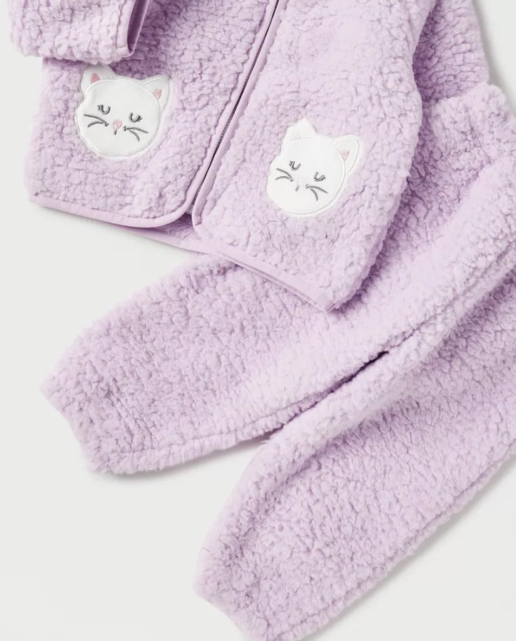 Juniors Sherpa Zipped Jacket & Trouser Set