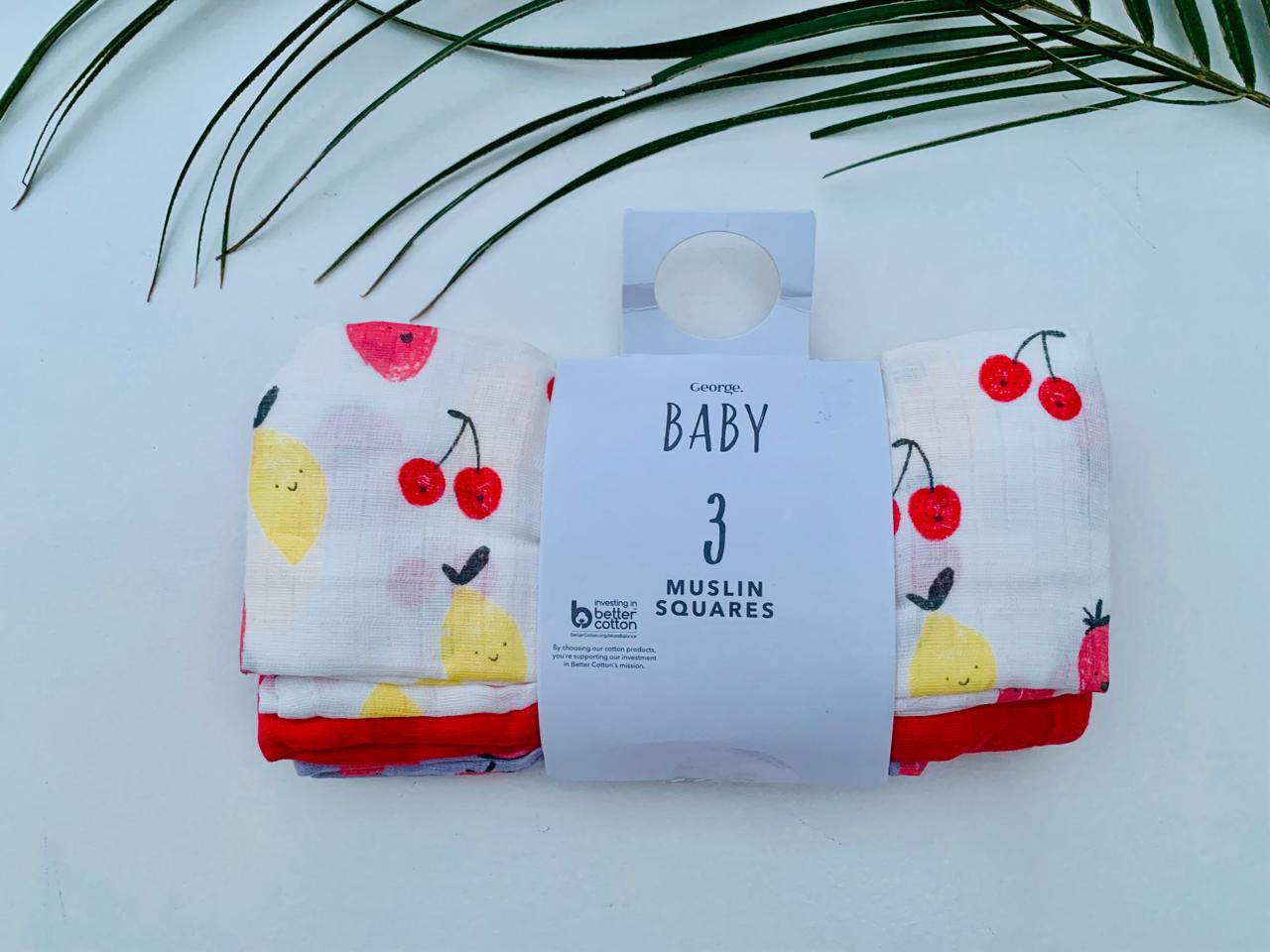 George Pack Of 3 Muslin Squares