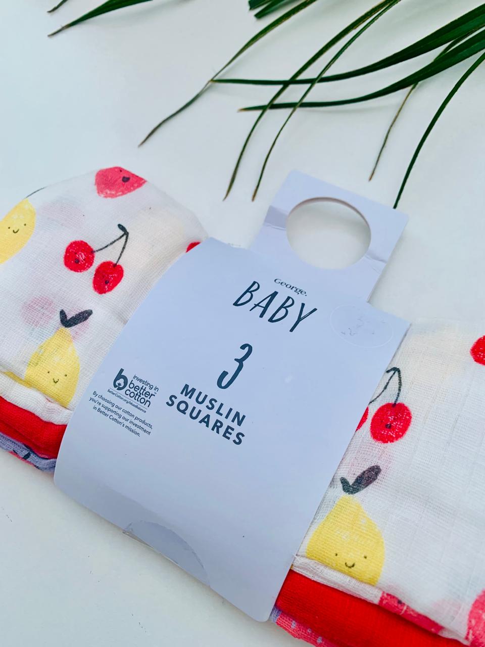 George Pack Of 3 Muslin Squares