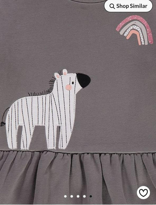 George Appliqued Zebra Sweat Frock with Tights Set