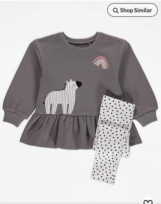 George Appliqued Zebra Sweat Frock with Tights Set