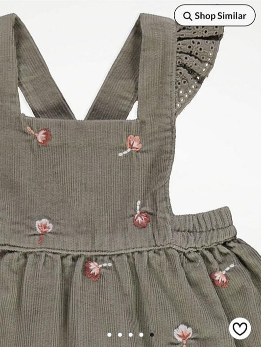 George Embroidered Corduroy Frock with Bodysuit & Leggings Set