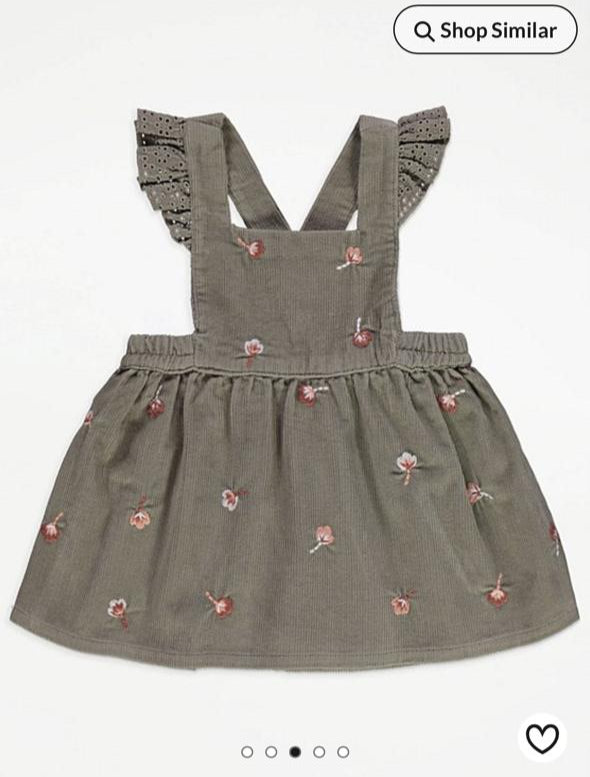 George Embroidered Corduroy Frock with Bodysuit & Leggings Set