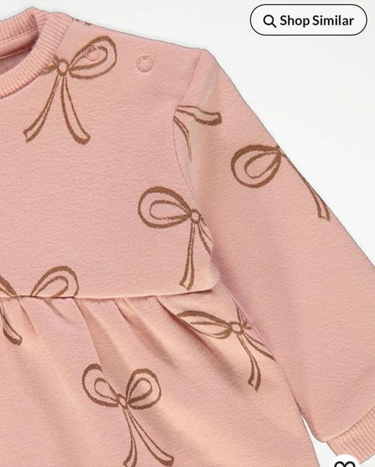 George Sweat Bows Frock with Leggings Set