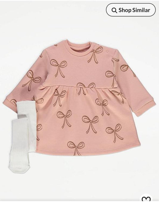 George Sweat Bows Frock with Leggings Set