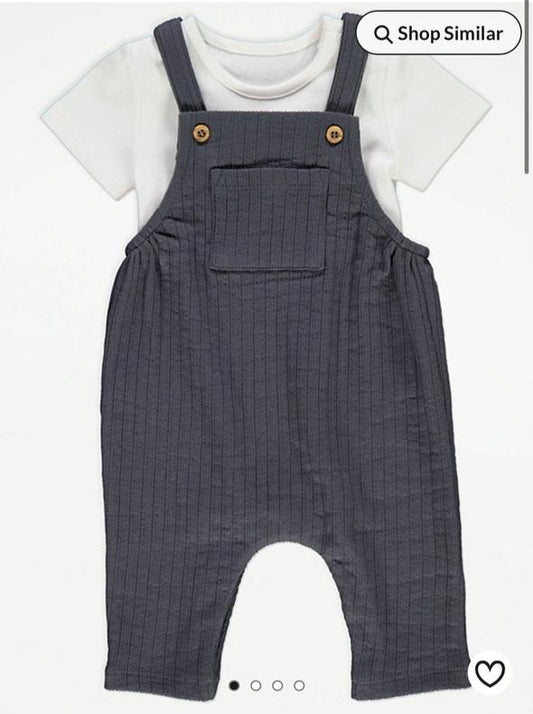 George Ribbed Dungarees with bodysuit