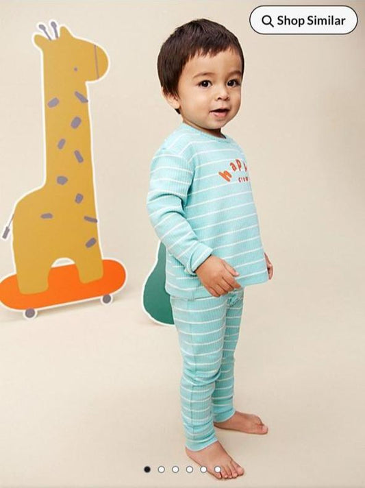 George Ribbed “Happy Crew” Shirt & Trouser Set