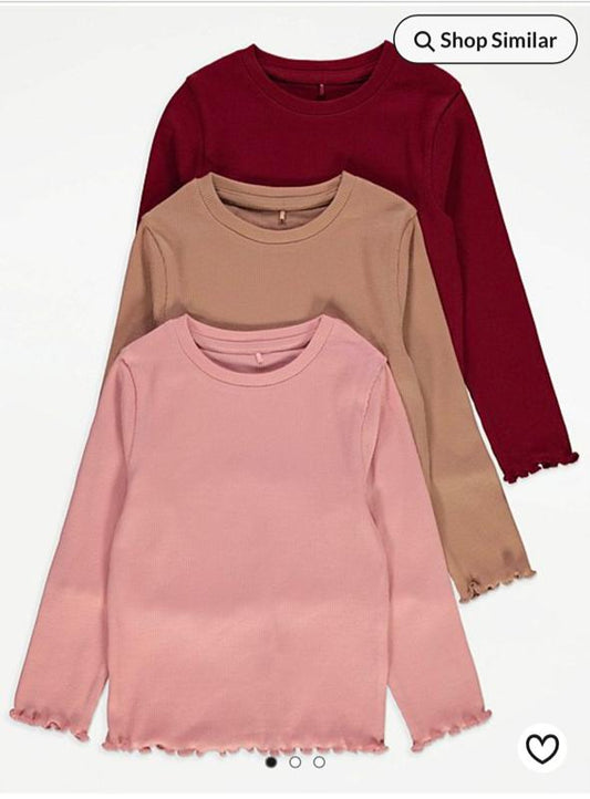 George Pack of 3 Ribbed Lettuce edge Shirts