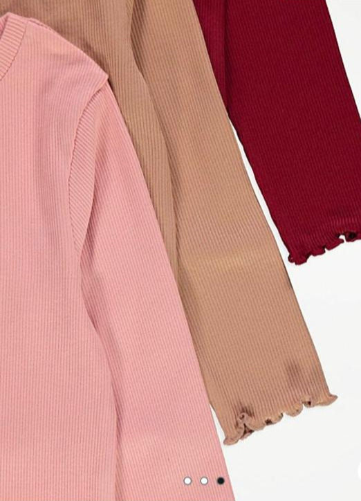 George Pack of 3 Ribbed Lettuce edge Shirts