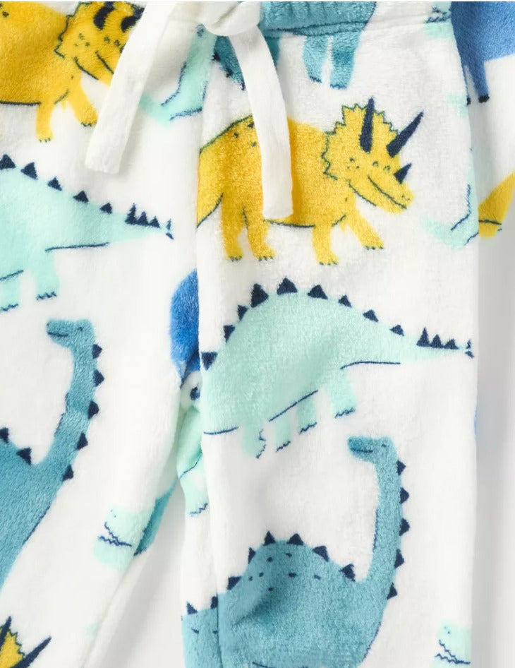 Juniors Dino Print Velour Shirt & Trouser Set