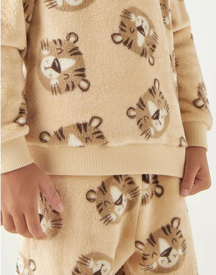 Juniors Tiger faces Velour Shirt & Trouser Set