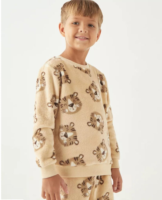 Juniors Tiger faces Velour Shirt & Trouser Set