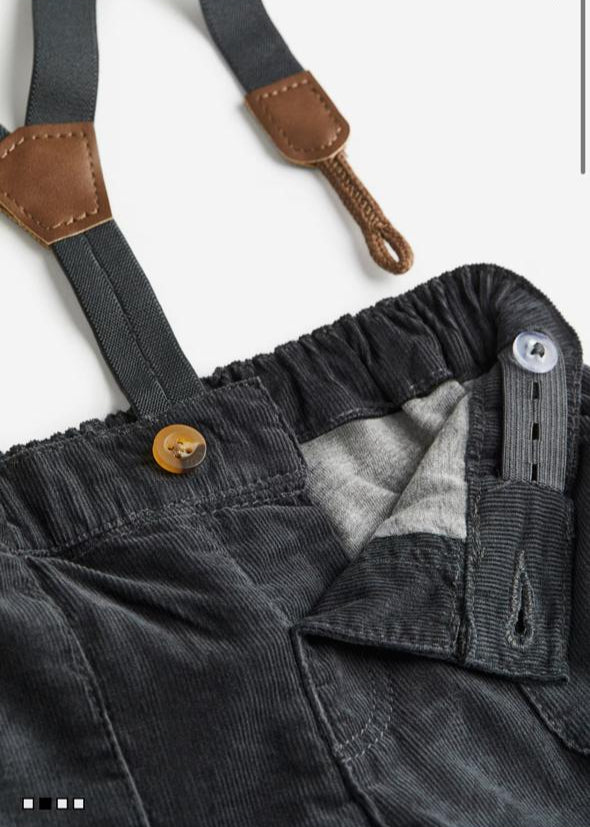 H&M Formal Bow Shirt ,Corduroy Pants with Suspenders