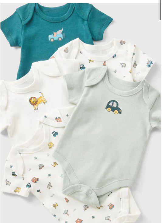 Matalan Pack of 5 Transport Bodysuits