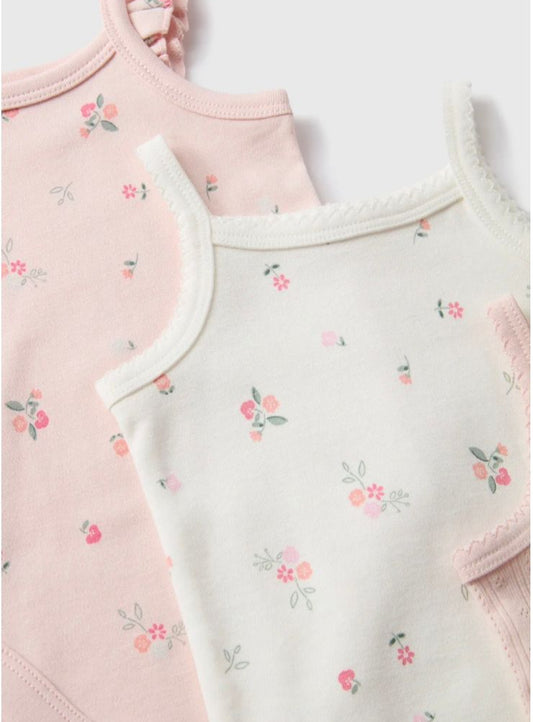 Matalan Pack Of 3 Floral Bodysuits