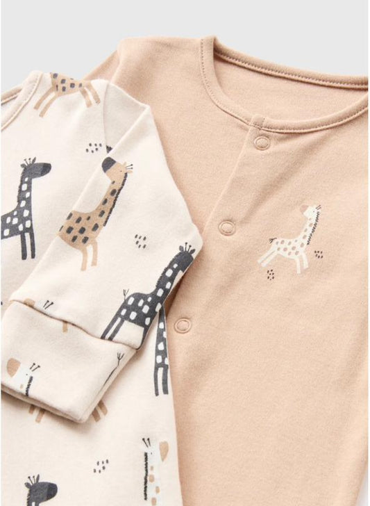 Matalan Pack Of 2 Giraffe Sleepsuits
