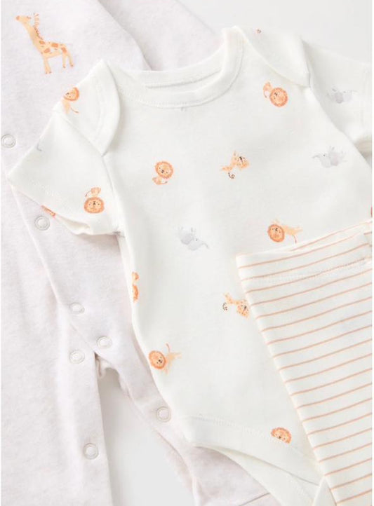 Matalan Pack Of 5 Lion Print White Starter Set