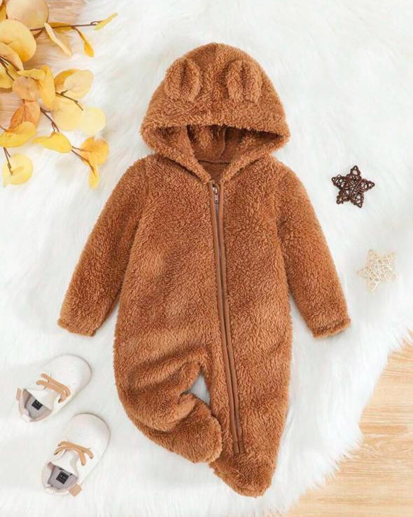 Shein Brown Zipped Sleepsuit