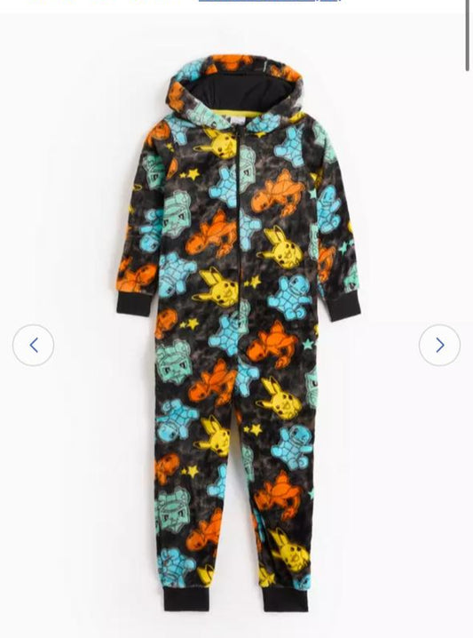 Tu Clothing Pokemon Print Velour Hooded Sleepsuit