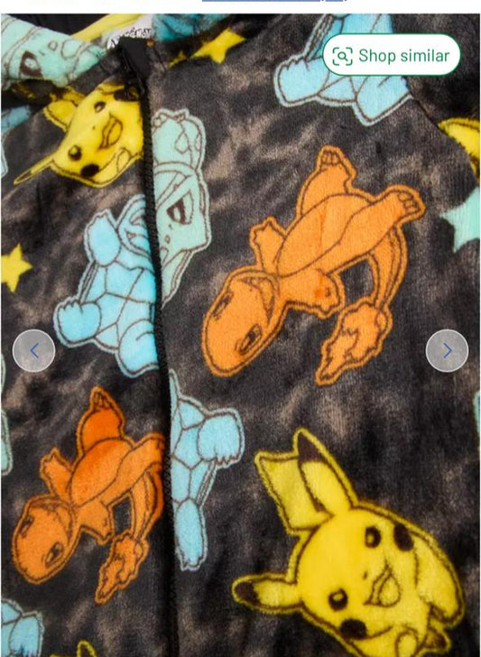 Tu Clothing Pokemon Print Velour Hooded Sleepsuit