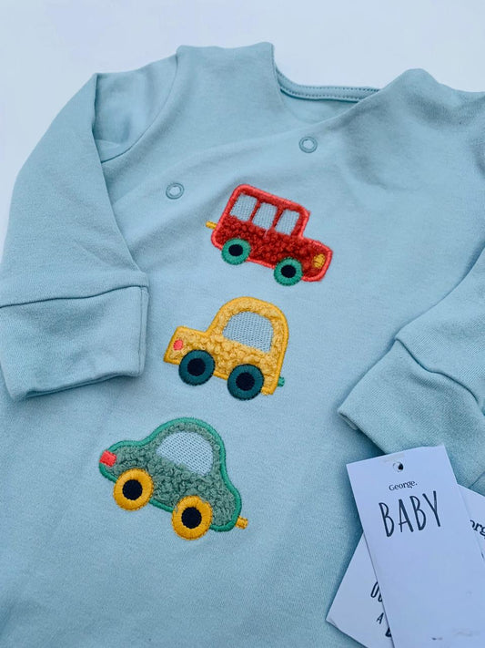 George Embroidered Cars Sleepsuit