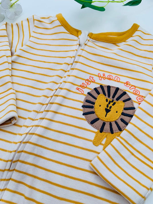 George Back and front Embroidered Lion Sleepsuit