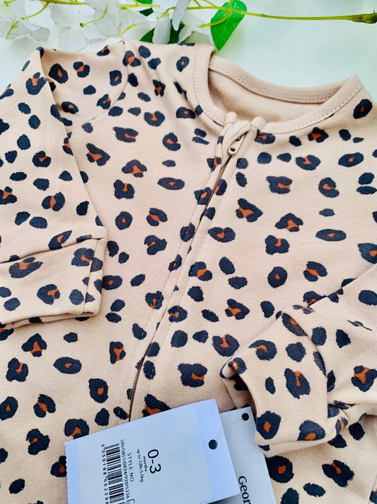 George Cheetah Print Sleepsuit