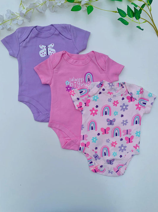 Matalan Pack of 3 Half Sleeves Bodysuits