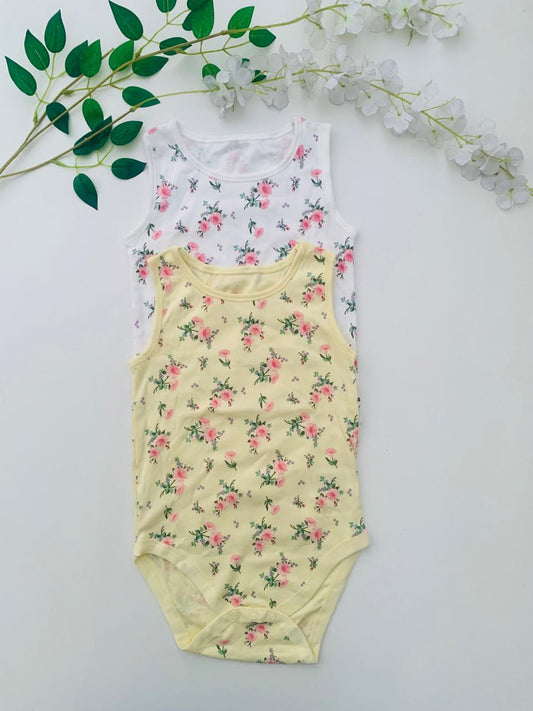 Juniors Pack of 2 Floral Sleeveless Bodysuits