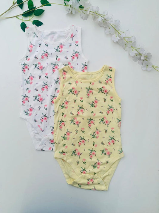 Juniors Pack of 2 Floral Sleeveless Bodysuits