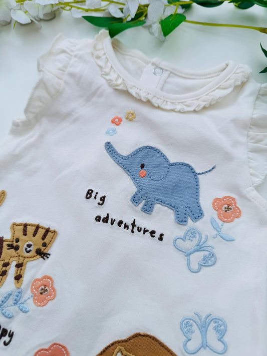 George appliquéd Safari animals Romper