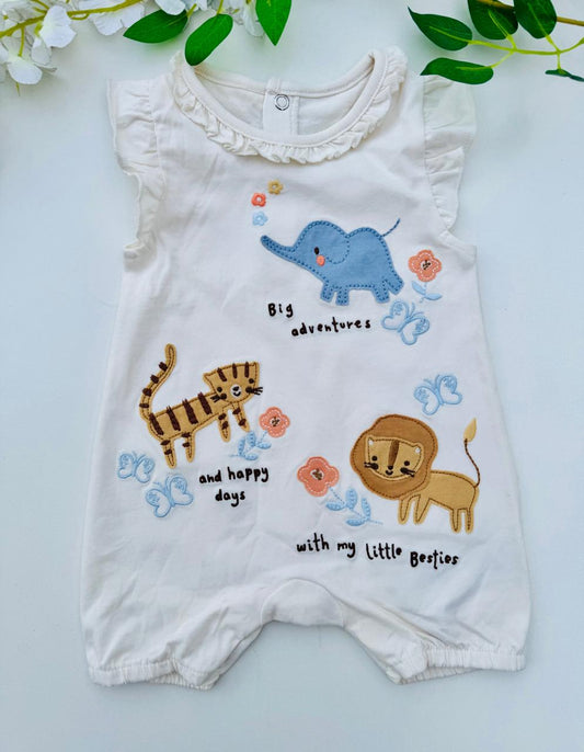 George appliquéd Safari animals Romper