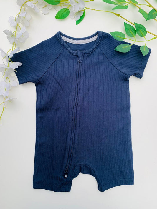 George Navy Blue Ribbed Romper