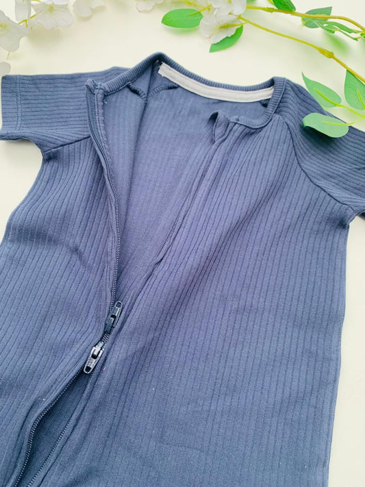 George Navy Blue Ribbed Romper