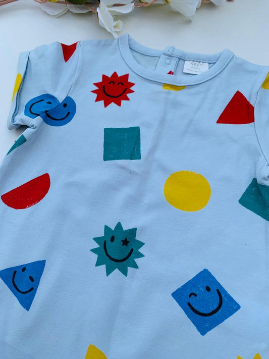 Next Sky Blue Shapes Romper