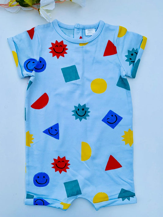 Next Sky Blue Shapes Romper