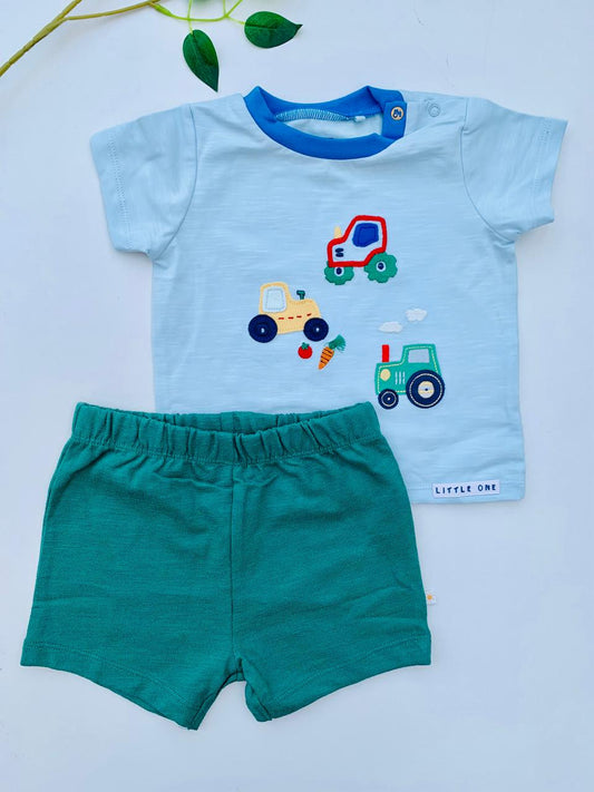 Next Embroided Tractors Shirt & Short Set