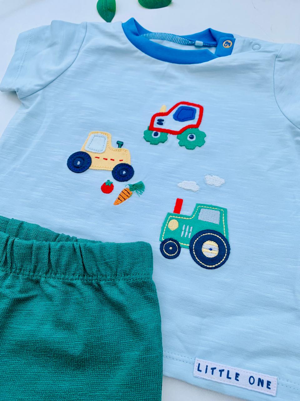 Next Embroided Tractors Shirt & Short Set